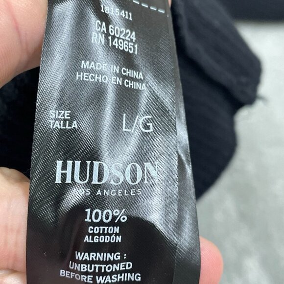 Hudson Los Angeles Cotton Buttondown Cardigan Black Size Large a1275 - Picture 7 of 9